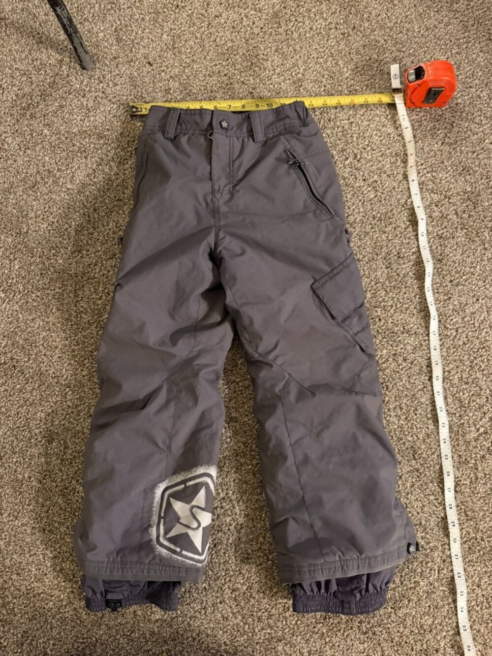 Sessions Youth Small SM Charcoal Grey Snow Ski Pants Cargo Pockets